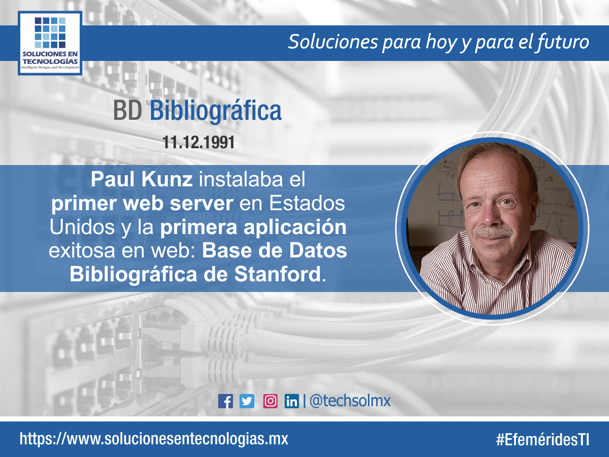 techsolmx's tweet photo. Un día como hoy (11/12/1991): Paul Kunz instalaba el primer web server en Estados Unidos y la primera aplicación exitosa en web: Base de Datos Bibliográfica de Stanford https://t.co/0CrC3wF3xY

#EfeméridesTI #PaulKunz #PrimerWebServer #BasesdeDatos #Stanford #Tecnologías #TIC #IT https://t.co/VarPCDZo9i