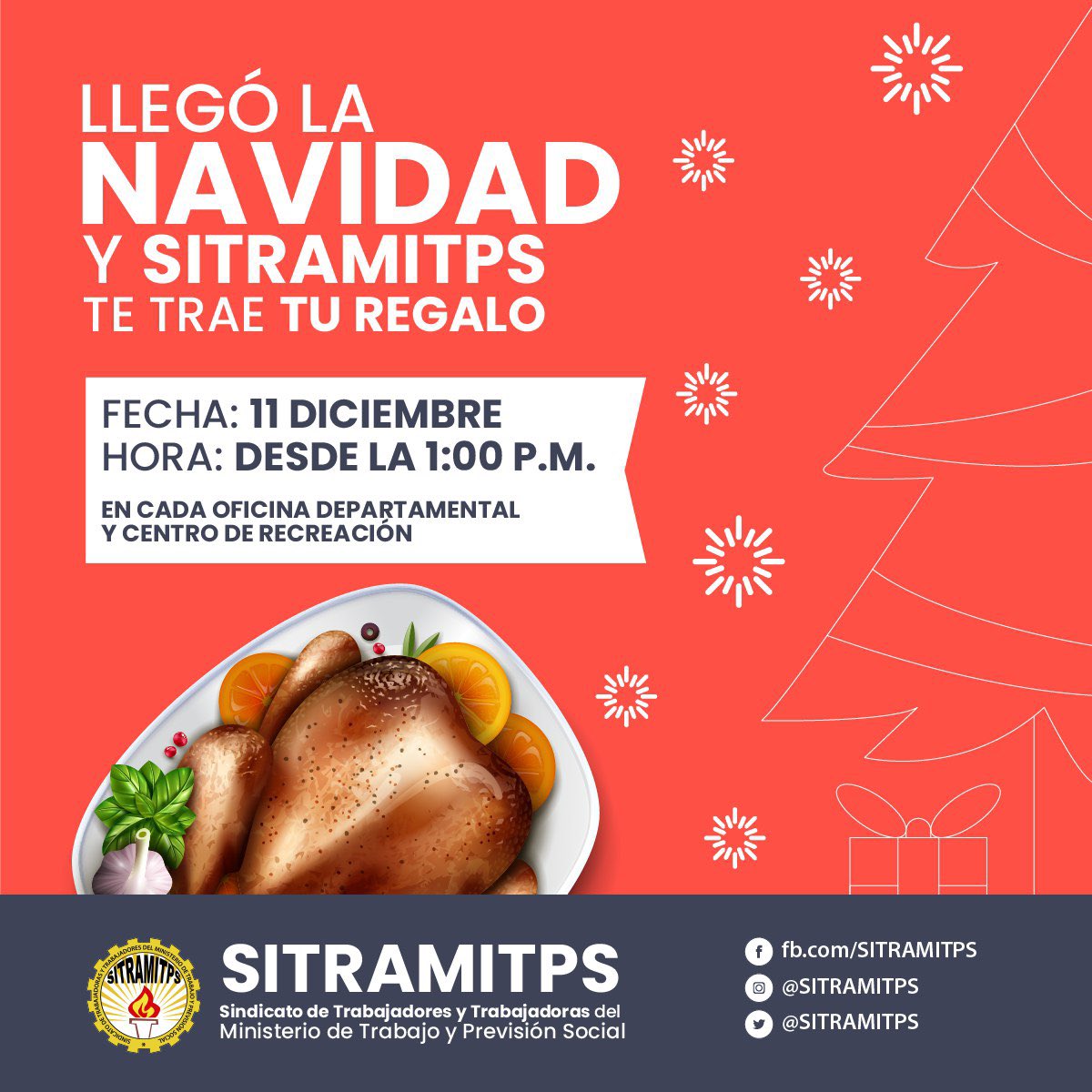 SITRAMITPS's tweet photo. ¡Recuerda que HOY es la entrega de tu regalo navideño 🎁 por parte de SITRAMITPS! 

Si tienes inconveniente para recogerlo, delega a una persona para que lo reciba, este año no contaremos con freezer para resguardarlos. https://t.co/xD9LMnrTId
