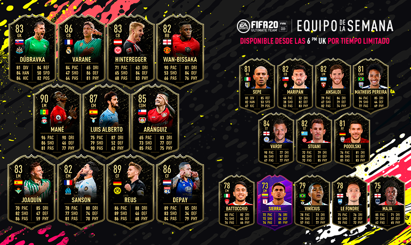 redbosons's tweet image. 🗣️ Equipo de la semana 13
86 Varane 🇫🇷
89 Reus 🇩🇪
90 Mane 🇸🇳

#FUT20 #FIFA20 #FUTMx