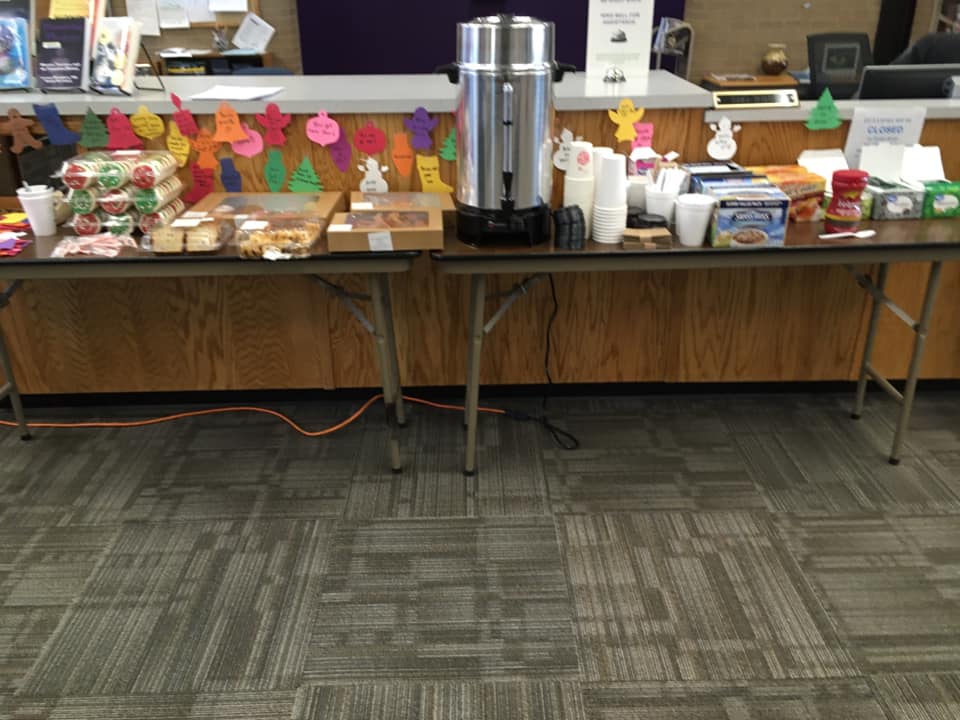 DC3Library's tweet photo. It's Warm Up Wednesday at your friendly campus library! Join us for coffee, hot cocoa, hot apple cider, tea, pastries, candy canes, and sugar cookies! Happy Finals Week! #finalsweek #cookies #coffee #tea #cider #cocoa #wellbethereforyou #dc3library #dc3 #conqscare https://t.co/ZjqyNJto9f