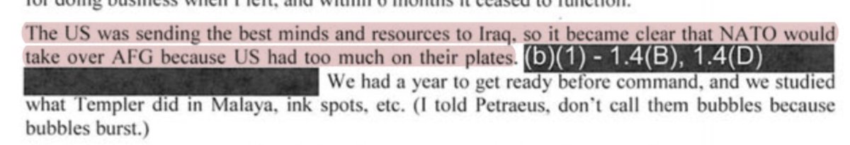 Former Head of NATO, a British General, say US couldn't focus on Afghanistan because the best minds in our government were working on Iraq. Yet if anything we screwed up Iraq worse, so I don't know how valuable it would have been to have the A team in Afghanistan. 117/n