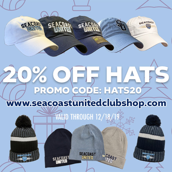 We have extended our sale through 12/18/19!  Save 20% on all hats when using promo code HATS20! 🧢🎁🎅🎄<a href="/SUSCClubShop/">SUSC Club Shop</a> <a href="/SeacoastUnited/">Seacoast United</a> <a href="/SUSC_MA/">Seacoast United MA</a> <a href="/susc_maine/">SUSC Maine</a>