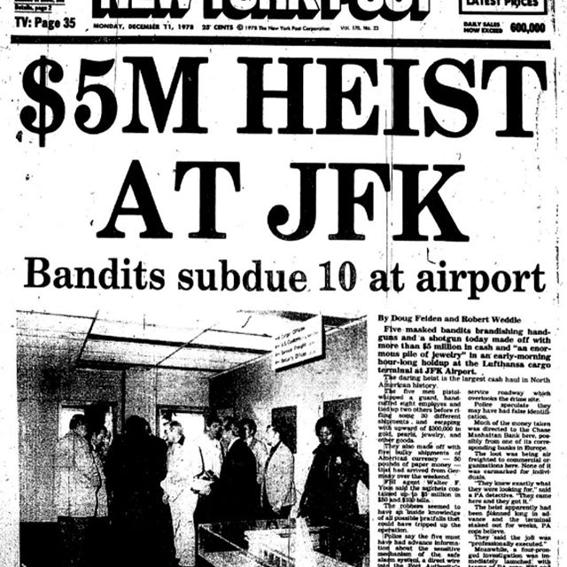 Finance_History's tweet photo. 1978, nearly $6 million in cash and jewels was stolen from the air cargo building of the German airline Lufthansa at John F. Kennedy International Airport in New York City. Later known as the Lufthansa heist, it was the largest-ever cash theft in the United States. https://t.co/g8q81zkUUo
