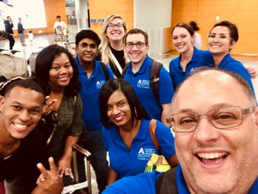 UTA_EMBA's tweet photo. Welcome to China!  First stop baggage claim at the Shanghai Pudong Airport.  Left to right – bottom row: Malcom, Shonda, Jonathan.  Top row: Fran, Ashok, Amanda, John, Cassie, Victoria
- 
#GroupSelfie #UTAEMBA #Peace #ExecutiveMBA #China #China2019 #Shanghai #stoked #excited https://t.co/hVz47B6afx