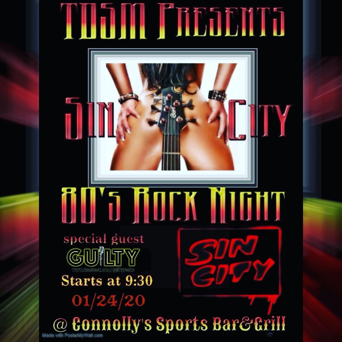 guiltyrockstar's tweet photo. Just announced!  Get ready! January 24th! @connollyssportsbar in Royal Palm Beach #80srocknight #80shairbands  #80sshow #hairbands #dokken #motleycrue #poison #kix #bulletboys #warrant #vanhalen #supportlocalbusiness #supportlivemusic #supportlocalbands #royalpalmbeach https://t.co/m9Gy0isC1T