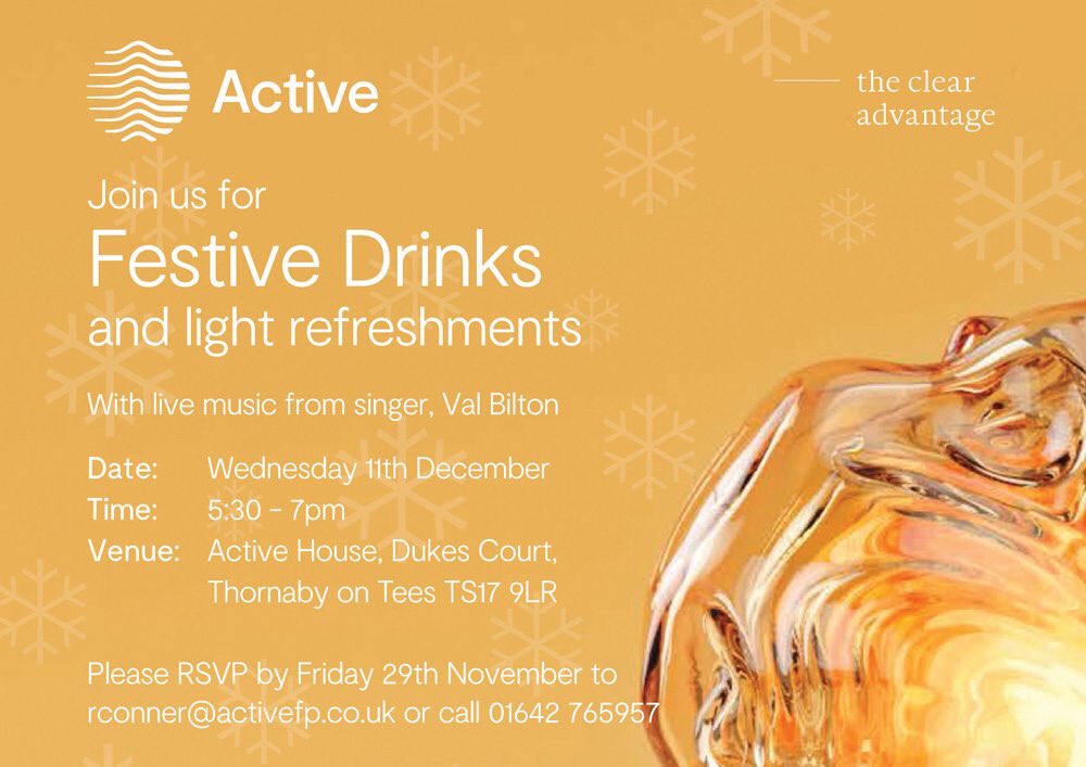 We can’t wait to welcome you this evening for #FestiveDrinks Please note there are roadworks on Duke’s Way outside Active House but we’re open for business and looking forward to sharing a drink with you 🎄🍾