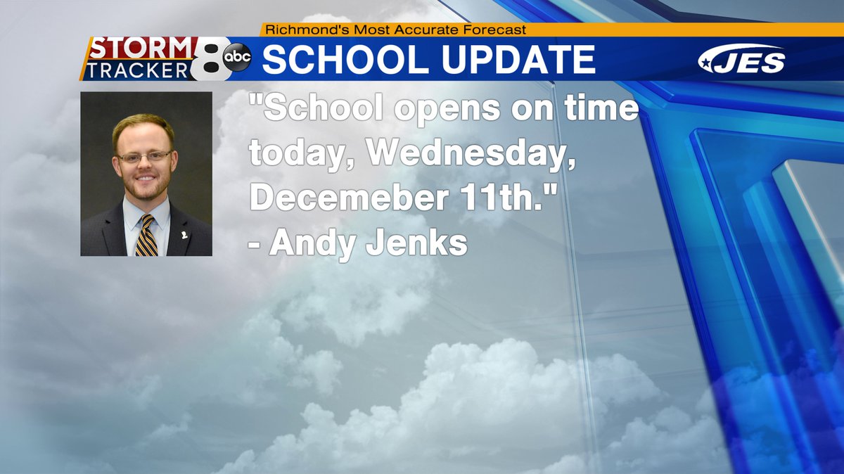 MattDiNardo's tweet photo. BREAKING NEWS - Andy Jenks says... GO TO SCHOOL!
Latest forecast is always at https://t.co/tCFa2xaJIs
#RVA #RVAWX #8News https://t.co/4p5usuMOOO
