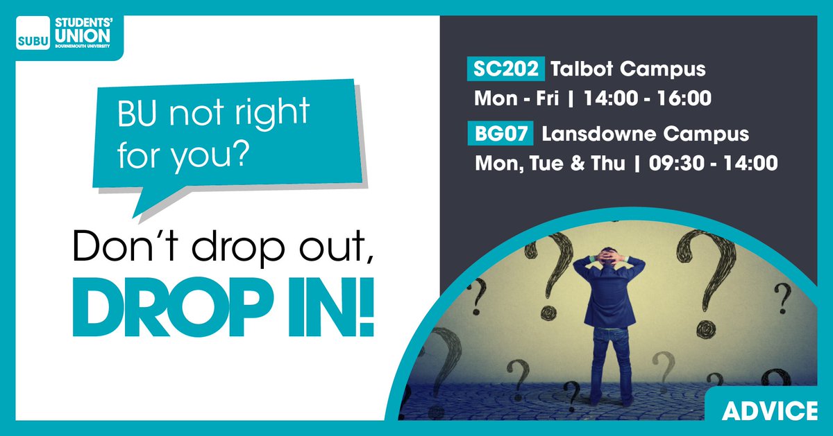If you have any concerns about whether you want to remain at University next term please ensure to have a chat with us!

Our team of friendly Advisors are here to make sure you are in the 'know' before you make any decisions.