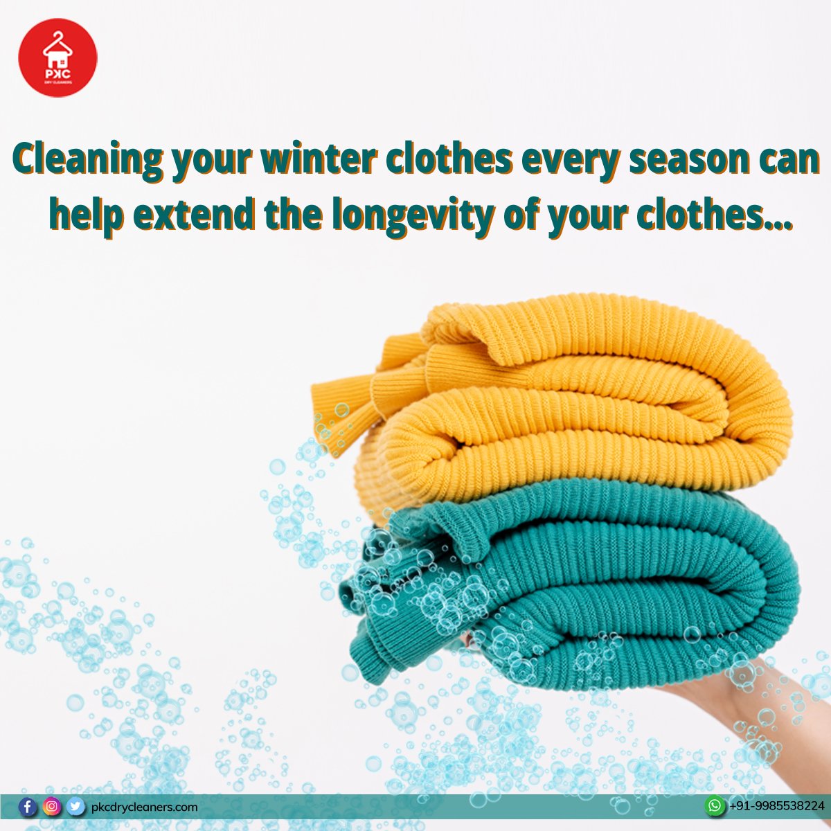 Don't suffer this winter, get the ideal hygiene wash for all your clothes with PKC Dry Cleaners!!!
pkcdrycleaners.com
#pkcdrycleaners #winteriscoming #winterseason #winter #clothes #hygeine #longevity #wash #fold #hyderabadlaundry #laundryservices