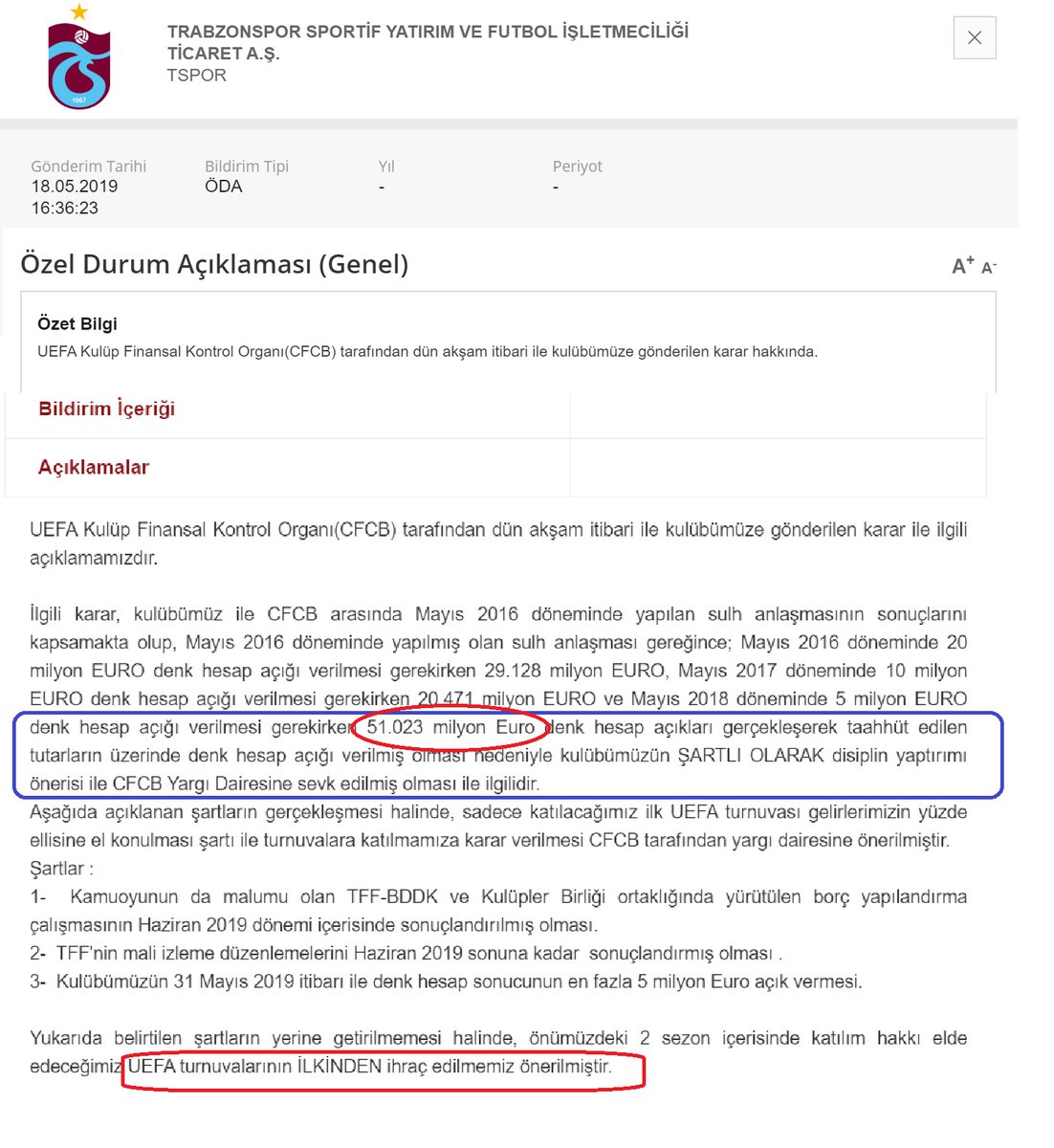 RESMİ BELGELERLE KONUŞALIM :BELGELERLE KONUŞALIM :

Tarih 18 Mayıs 2019 Saat : 16:36

Kamuoyu Aydınlatma Platformu'na Trabzonspor tarafından yapılan açıklama.. 

BUYRUN