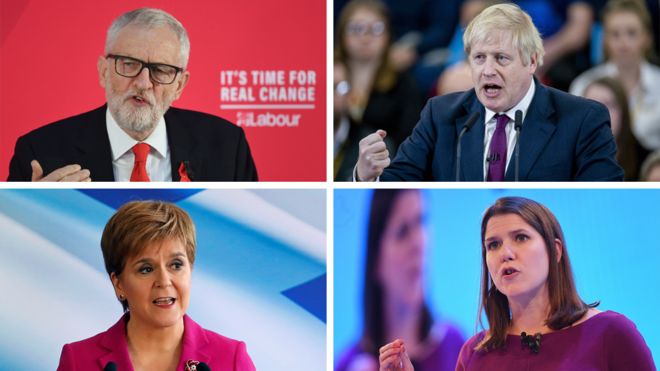 DBKalanzi's tweet photo. UK election 2019 - one day to go. 
Parties make last pitches on final campaign day. The party leaders are set for a frantic day of campaigning as they criss-cross the country to promote key messages ahead of Thursday's general election.
Polls will open at 07:00 GMT on Thursday. https://t.co/OH6tU5aVkI