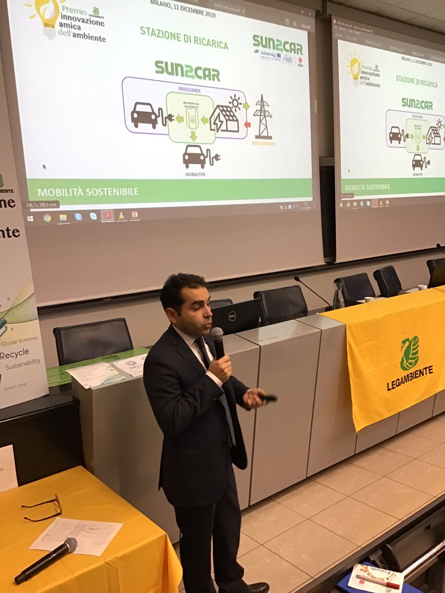 Legambiente's tweet photo. #PremioInnovazione, settore mobilità sostenibile: menzione speciale per @Sun2Car per un’applicazione per la condivisione di elettricità #rinnovabile per ricaricare veicoli elettrici, facendo incontrare offerta eccedente degli impianti fotovoltaici con la domanda dei veicoli https://t.co/cVpmS4U0GN