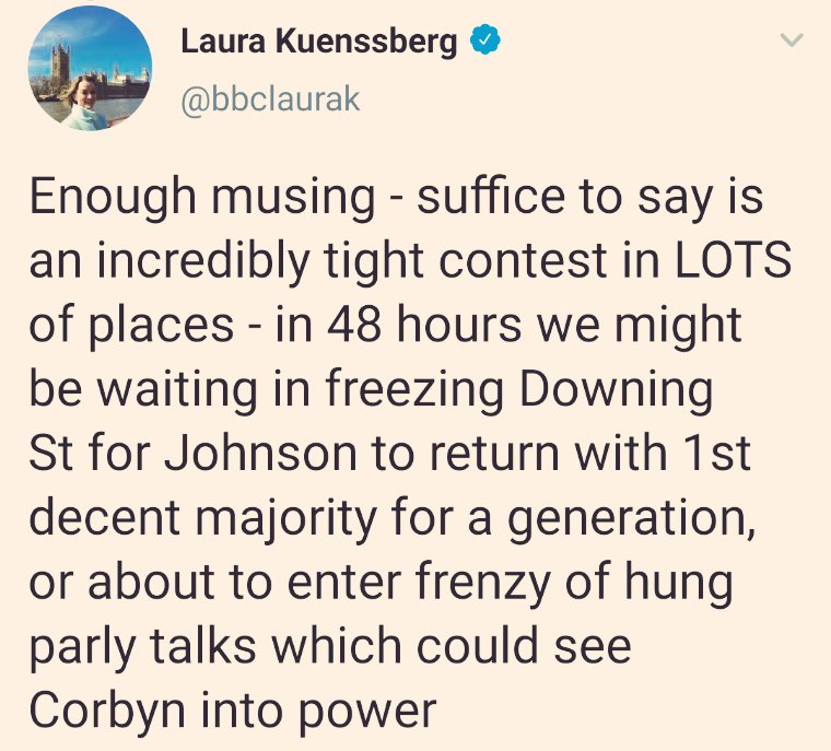 This is not a parody account. This is an actual tweet by the BBC's political editor during an election period when neutrality rules are in place