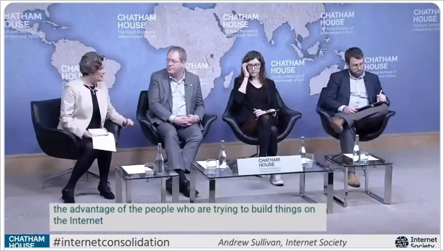 Watch the livestream recording of 'Who Runs the #Internet?' with panelists @SullivanISOC @jennifercobbe @jsowell78 chaired by @etaylaw at @ChathamHouse in London yesterday evening x.com/isoc_live/stat… #InternetFuture