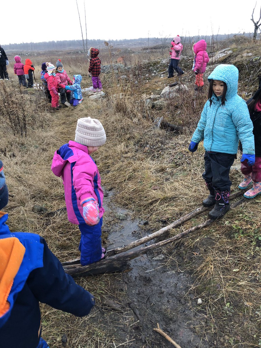 The Blue Jays and Cardinals had fun yesterday exploring Highlands Hill. We worked together to problem solve how to cross puddles while still staying dry- we planned, gathered materials, and then built bridges!@mrs_bennettkhps