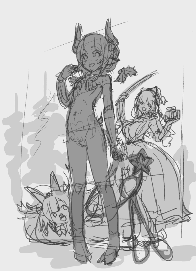 途中絵というかアタリ絵
ラミちゃんにケモミミついてたんで季節柄トナカイ役いけるんじゃない?とか安易に考えうかつに描いてみた
今頭と目がゲシュタルト崩壊状態なんでこの段階で絵を寝かしてみる
最近こんな感じのアタリ絵が貯まってるけどなにせアタリ絵だからなかなか表に出す機会が無い