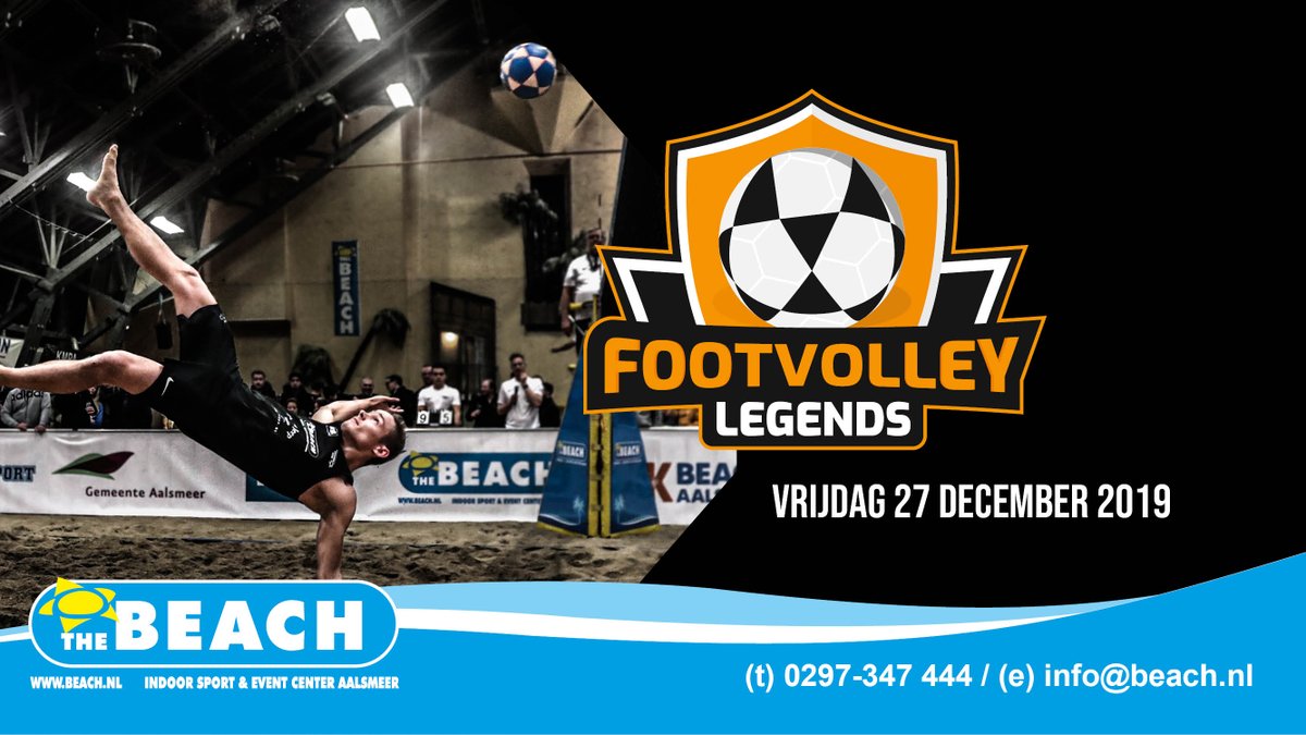 Blok vrijdag 27 december in je agenda met #FootvolleyLegends 2019. Een topevenement waarbij oud-internationals &amp; #Footvolley profs op het zand van The Beach de strijd met elkaar aan gaan! Daar moet je bij zijn!

Kaarten zijn te verkrijgen via de website: footvolleylegends.com
