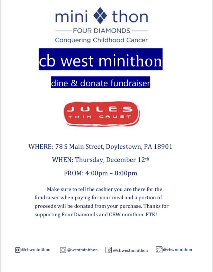 CBWMinithon's tweet photo. come join us this thursday for some pizza, while helping kids with cancer!! 💠🎗 https://t.co/LNWbNuk7Cy