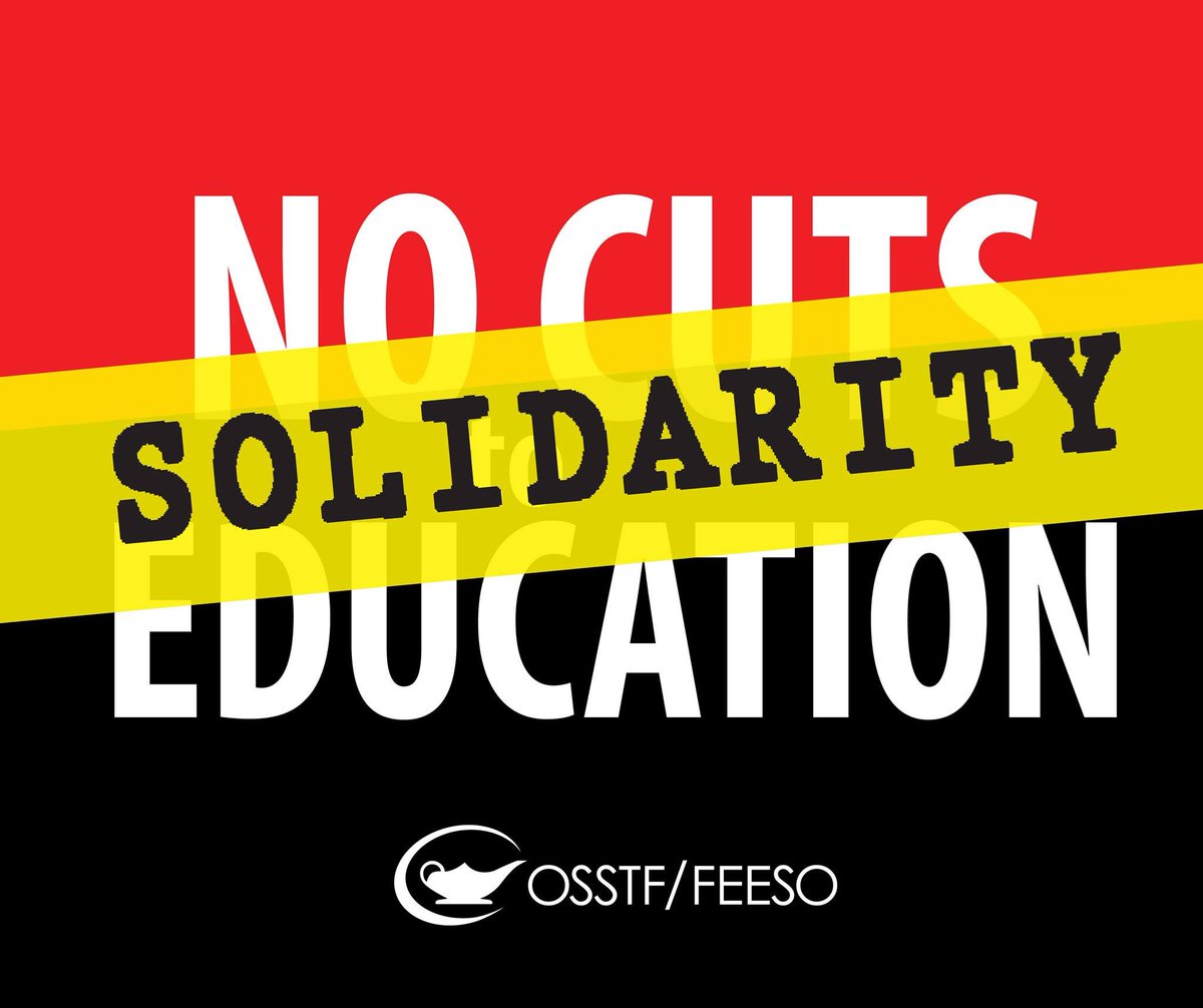 D16 stands with our fellow members @OSSTFtoronto @D17Teachers @District4TBU #district5B #district15 #district23 #district29 #district32 & #district33 as they strike in protest against the devastating cuts to public education.

#onpoli #OSSTF #onted