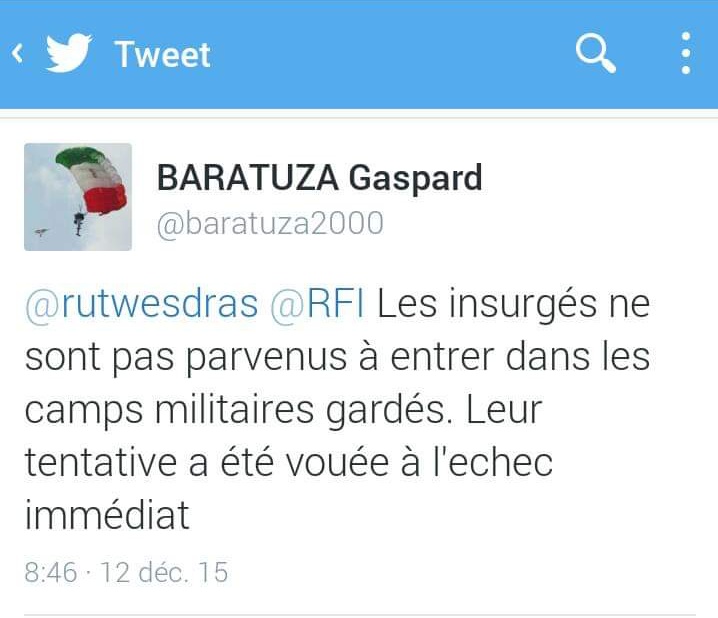 pnininahazwe's tweet photo. Le porte-parole du #1212Massacre : vendredi il annonce la fin des combats avec un bilan de 12 morts. Le lendemain, après la découverte de centaines de cadavres dans les rues de #Bujumbura, y compris à #Nyakabiga, @baratuza2000 annonce un nouveau bilan de 87 morts. #Burundi https://t.co/P5ey4GwK8C