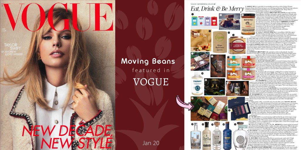 movingbeansco's tweet photo. UK VOGUE Magazine has featured our Moving Beans compostable coffee pods in its Jan 2020 edition. So happy! That's why we want to share it with you!😃💚🌱
#movingbeans #VogueRetail #nespressocompatible #sustainablecoffeecapsules #compostable #biodagradable #xmas #xmaspresent https://t.co/J2KcKRyfWr