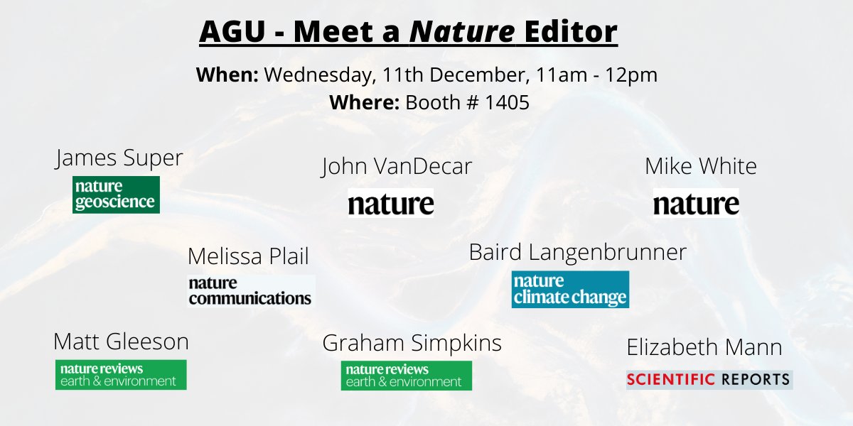 NatureClimate on Twitter: "At #AGU19 and want to meet our Associate editor  Baird? Or one of the other 7 Nature editors from @NatRevEarthEnv @nature  @NatureComms @NatureGeosci @SciReports attending? All 8 of them