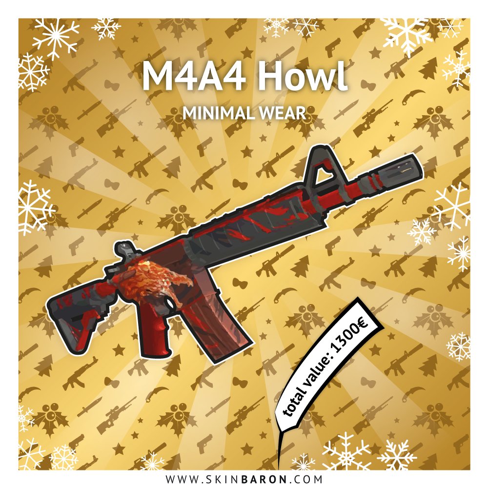 [#11] WHAT. A. BEAST! 🔥🔥🔥
Win a M4A4 Howl (minimal wear) today!

What you need to do:⁠
1. Follow us! (<a href="/SkinBaronEN/">SkinBaron.com</a>)⁠
2. Like!
3. Retweet!

Visit us on Facebook and Instagram &amp; also take part there to increase your winning chance. Competition ends on 16/12.