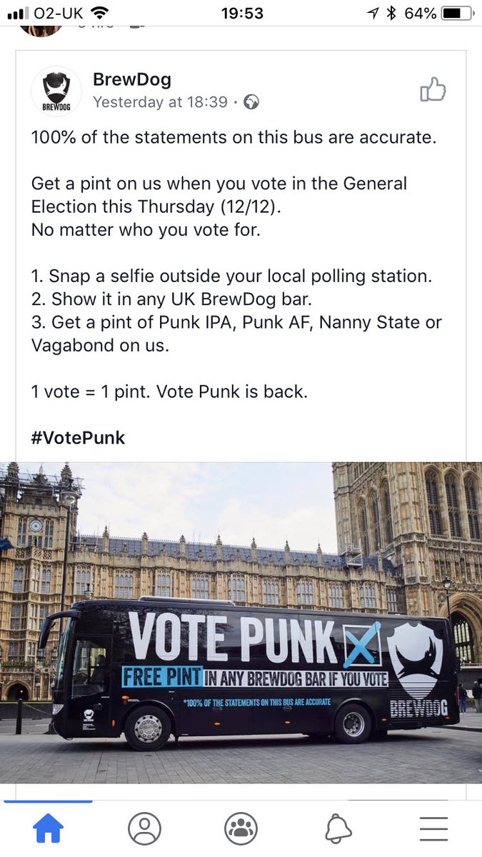 Come and see the show tomorrow and get a free pint from the Brewdog round the corner if you vote (and take a selfie outside the polling station). Win win.