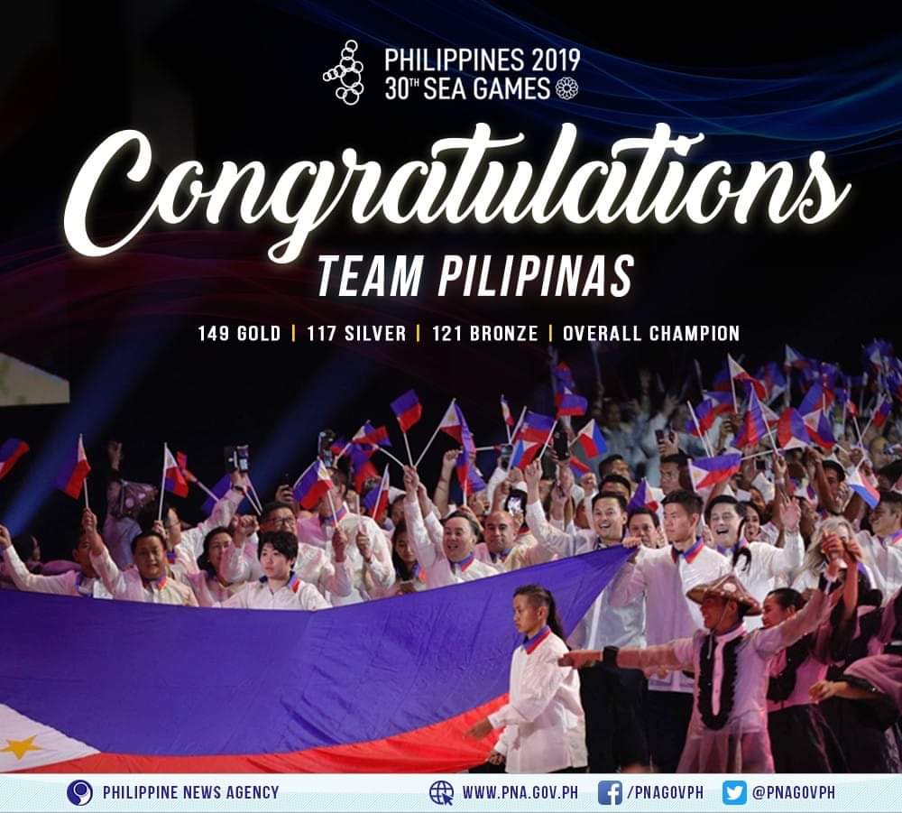 Mabuhay! 🇵🇭 The Philippines has clinched the overall championship in the 30th Southeast Asian Games for the first time since 2005. 

#WeWinAsOne
#TeamPhilippines
#SEAGamesClosingCeremony