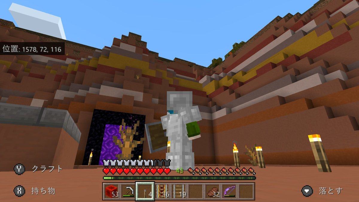 のぐんそ メサバイオーム直通の線を敷いたぜ これで建築の幅が増えるぜ Minecraft マイクラ マインクラフト Nintendoswitch