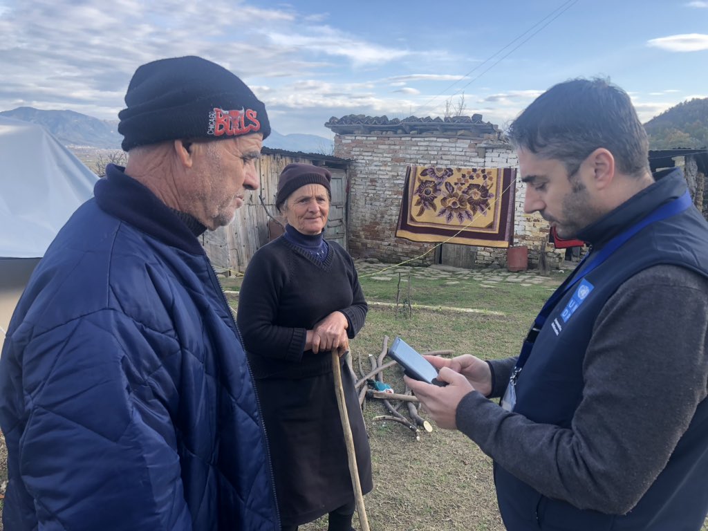 UNDPAlbania's tweet photo. #Earthquake: We are applying #UNDP HBDA data collection toolkit.Teams  of governement officials &amp;@UNDPAlbania staff are out in rural areas of Duress &amp; Lezha municipalities to assess the needs of the earthquake-affected citizens currently living  in tents. https://t.co/mPC9IJhbcC