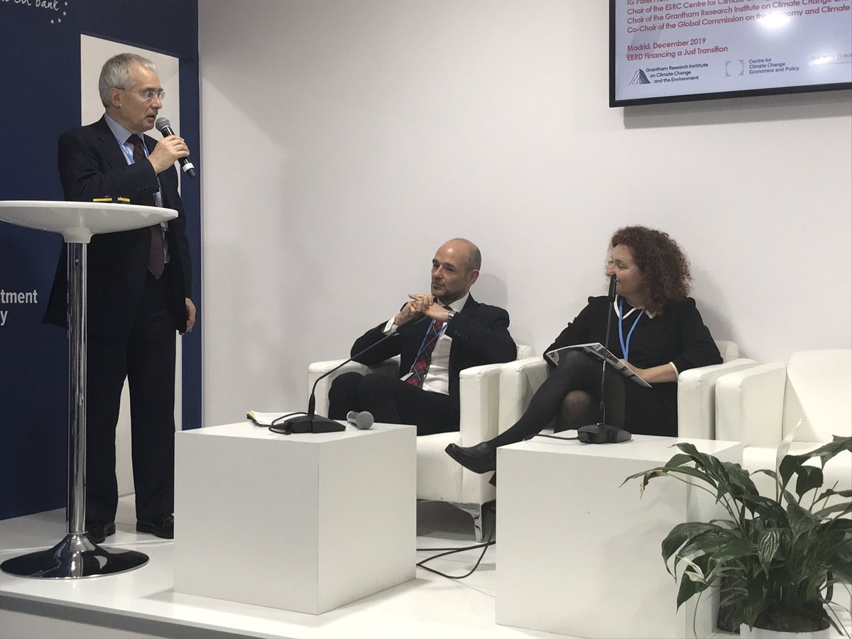 Great to have star climate economist @Lordstern1 supporting our @EBRD efforts for #JustTransition. He’s speaker at our @UNFCCC #COP25Madrid panel discussing hardwiring social justice into planning the transition to a low-carbon future.