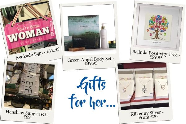Gifts for her...
<a href="/AvokadoC/">Avokado & Co</a> Sign €12.95
<a href="/GreenAngelSkin/">Green Angel Skincare</a> Body Set €39.95
Belinda Positivity Tree picture €59.95
Henshaw Sunglasses €69
<a href="/KilkennySilver/">Kilkenny Silver</a> Jewellery from €20
More great gift ideas in store too

#FernhillAthlone #Fernhill #Athlone #Christmas #Gifts #Presents #ForHer
