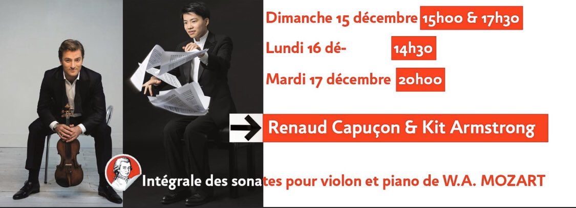 Cité de la musique et de la danse grandsoissons (@cmdsoissons) on Twitter photo Renaud Capuçon, violon
Kit Armstrong, piano
Après leur intégrale Beethoven en 2018, <a href="/RCapucon/">Renaud Capuçon</a> et Kit Armstrong sont de retour à <a href="/CMDsoissons/">Cité de la musique et de la danse grandsoissons</a> avec l’exceptionnel projet d’enregistrement en public des sonates de Mozart.
<a href="/grandsoissons/">grandsoissons</a> <a href="/jmcarresoissons/">Jean-Marie Carré</a> <a href="/edith_errasti/">edith errasti</a> Renaud Capuçon, violon
Kit Armstrong, piano
Après leur intégrale Beethoven en 2018, <a href="/RCapucon/">Renaud Capuçon</a> et Kit Armstrong sont de retour à <a href="/CMDsoissons/">Cité de la musique et de la danse grandsoissons</a> avec l’exceptionnel projet d’enregistrement en public des sonates de Mozart.
<a href="/grandsoissons/">grandsoissons</a> <a href="/jmcarresoissons/">Jean-Marie Carré</a> <a href="/edith_errasti/">edith errasti</a>