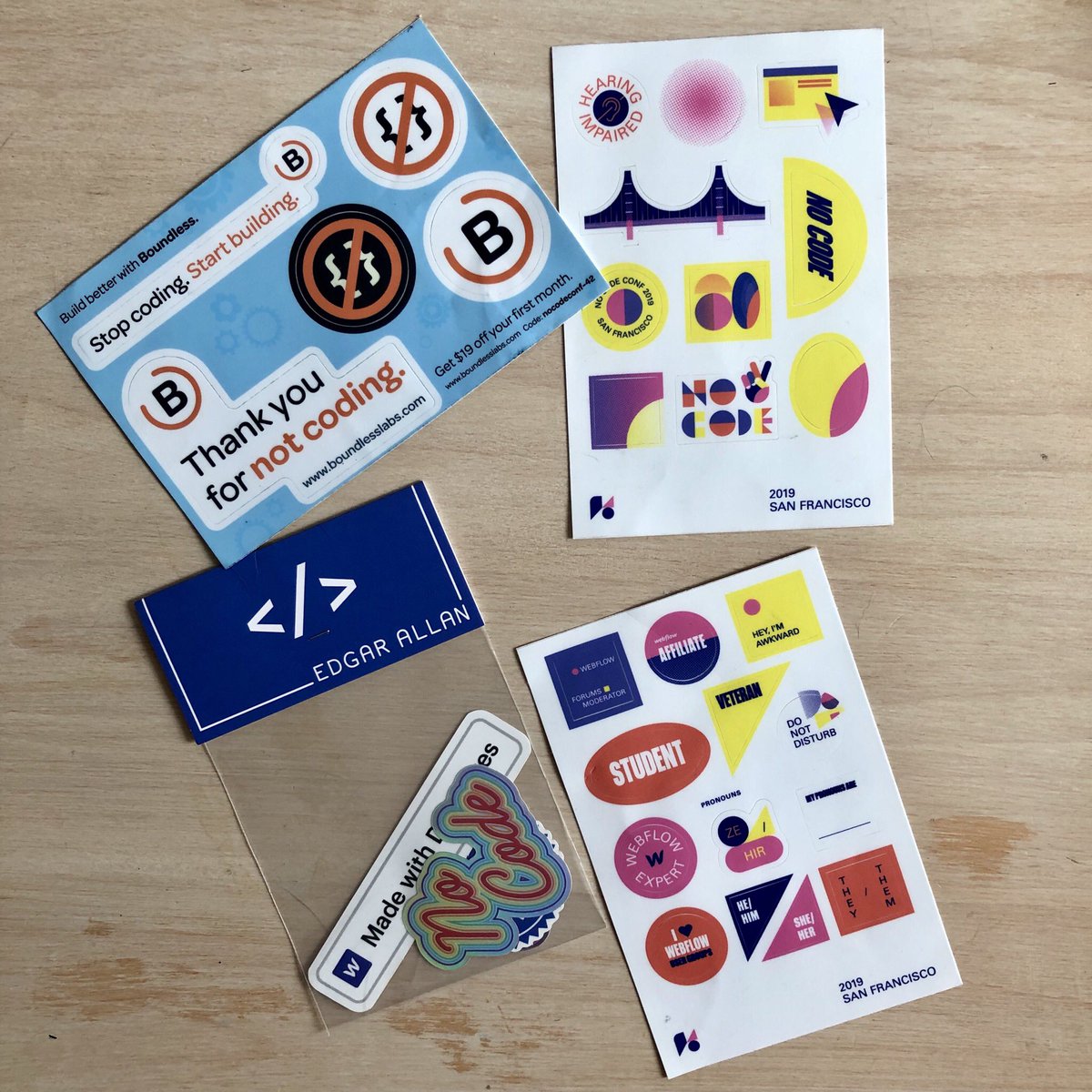 bramk's tweet image. Shout out @ij_browne for shipping me some #nocodeconf swag! 🙌