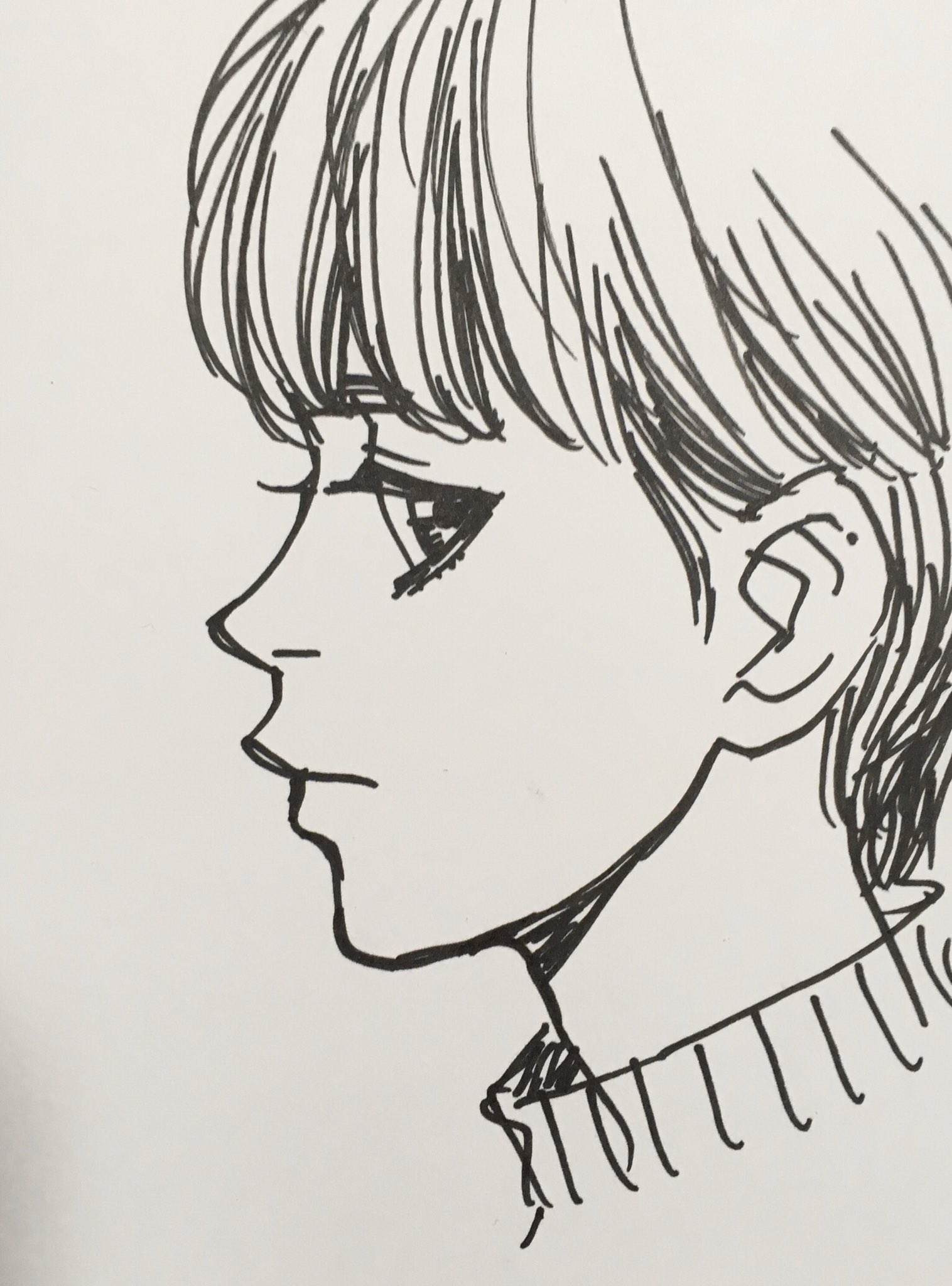 Shino 一日一絵 230日目 ショートヘアの女の子横顔 1日1絵 一日一絵 絵描きさんと繫がりたい 女の子イラスト 落書き T Co aglsrsht Twitter