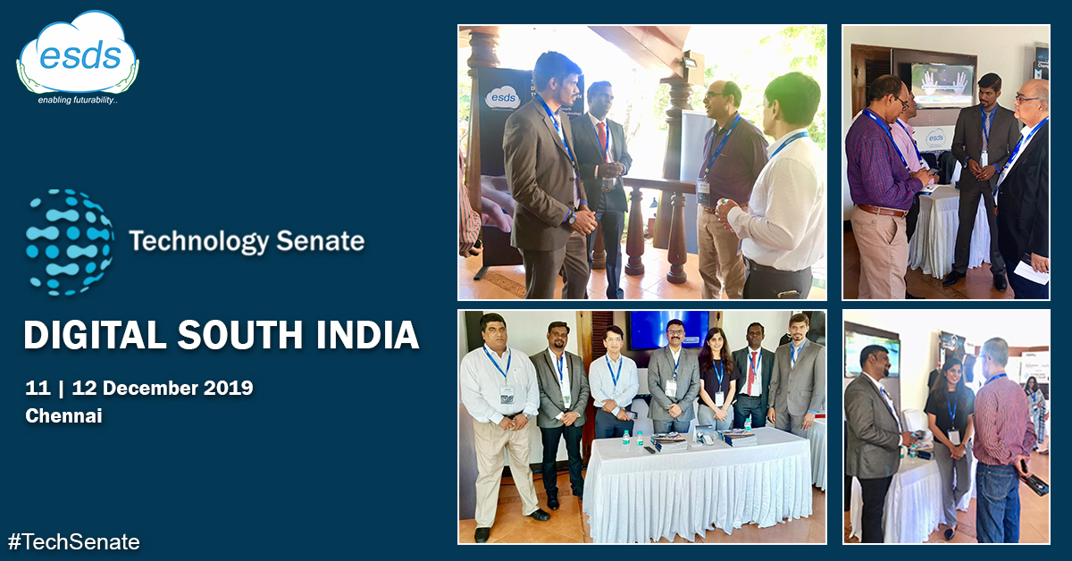 ESDSDataCenter's tweet image. ESDS is showcasing advanced technology solutions at the #TechnologySenate Digital South India, Chennai on 11th &amp;amp; 12th Dec, 2019. The #DigitalTransformation Catalyst available at the kiosk to solve your business problems with solutions. #DigitalSouthIndia #DXCloudEnabler #ESDS