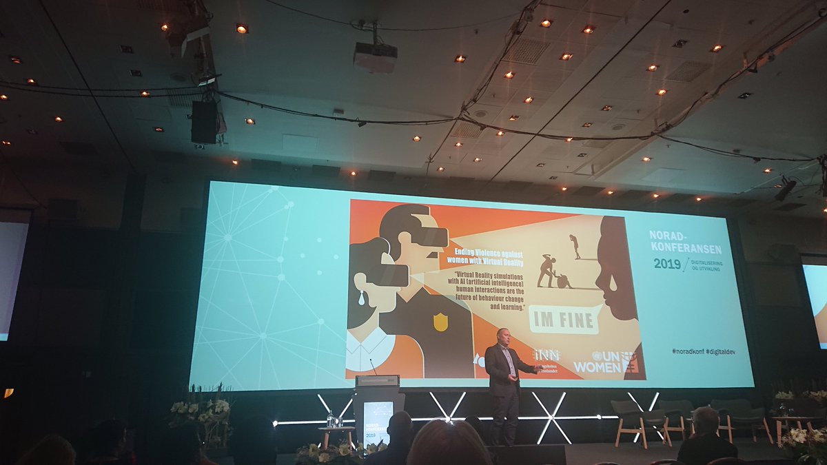 Visjon2030FR's tweet photo. At Norad Annual Conference: Morten Wenstad from EON Reality Norway presenting a project financed through @visjon2030 program. Uses Virtual Reality to address violence against women in #Moldova. Working with @UN_Women @EONRealityInc #noradkonf #digitaldev @noradno @InnovasjonNorge https://t.co/cI3all9uJV