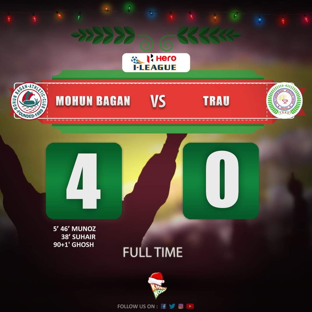KhelNow's tweet photo. Hosts @mohunbaganclub have thrashed newcomers @officialtraufc at the Kalyani Stadium! #HeroILeague #LeagueForAll #MBTFC https://t.co/tjPrKgEYUP