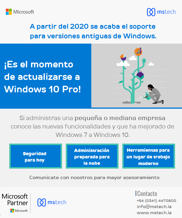 MSTech's tweet photo. El 14 de enero de 2020 finaliza el soporte para Windows 7, consultanos y te asesoramos para actualizarte a Windows 10 Pro!
.
#Evolución #TransformacionDigital #Microsoft https://t.co/KDl4nCCf28