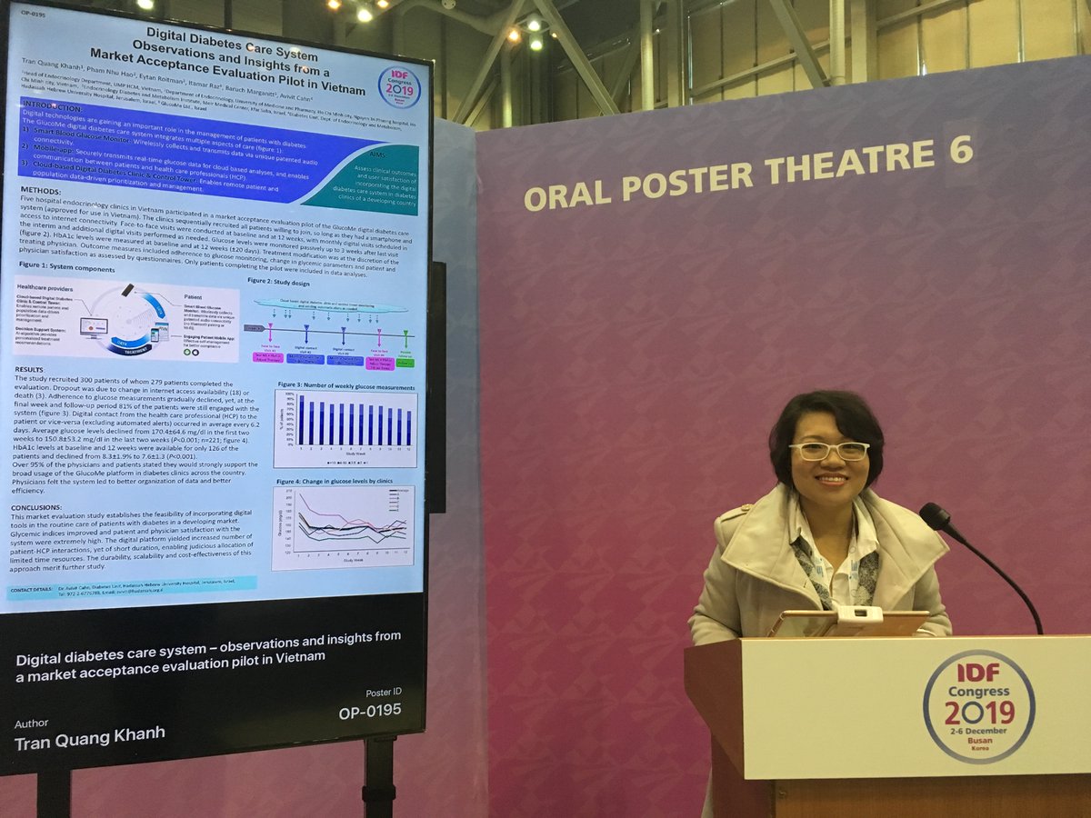 GlucoMeDigital's tweet photo. Great to contribute at the #IDF Congress! Here’s Dr. Hao, presenting the Vietnam study outcomes with our partner, #Merck.  

Hear how our solution helped patients reduce their HbA1c levels in only 12 weeks.

#diabetesmanagement #digitalhealth #innovations #diabetesawarenessmonth https://t.co/AwmHnAWADP