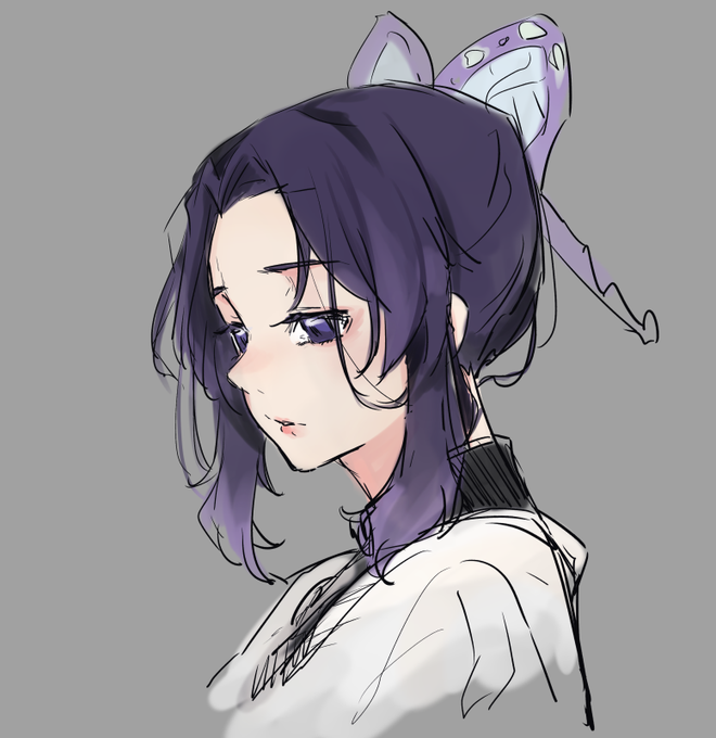 キャロット🥕さんがTwitterに投稿した胡蝶しのぶ(鬼滅の刃)のイラスト。