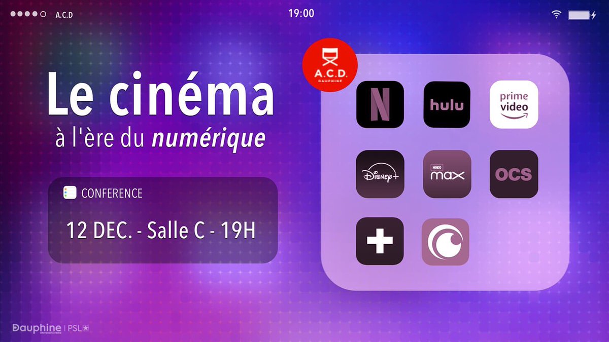ACDauphine's tweet photo. @ACDauphine vous presente les intervenants pour la #conference sur le #cinema à l’ère du #numerique sont Guillaume Boutin co-fondateur de @SensCritique , Claude Gérard et Lorenzo Chammah tous deux directeurs de #cinema , toujours à @Paris_Dauphine en salle C à 19h le 12/12 https://t.co/ShOVowrUSl