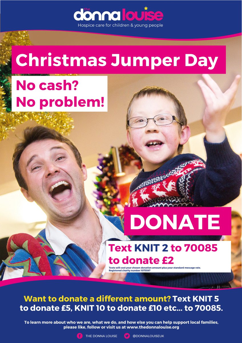 Georgia_Rowe1's tweet photo. @DonnaLouiseUK Christmas Jumper Day is now only 2 days away! You can also donate via Text!  #thedonnalouise #charity #ChristmasJumperDay #getinvolved #donate https://t.co/f8NK2wHhrN