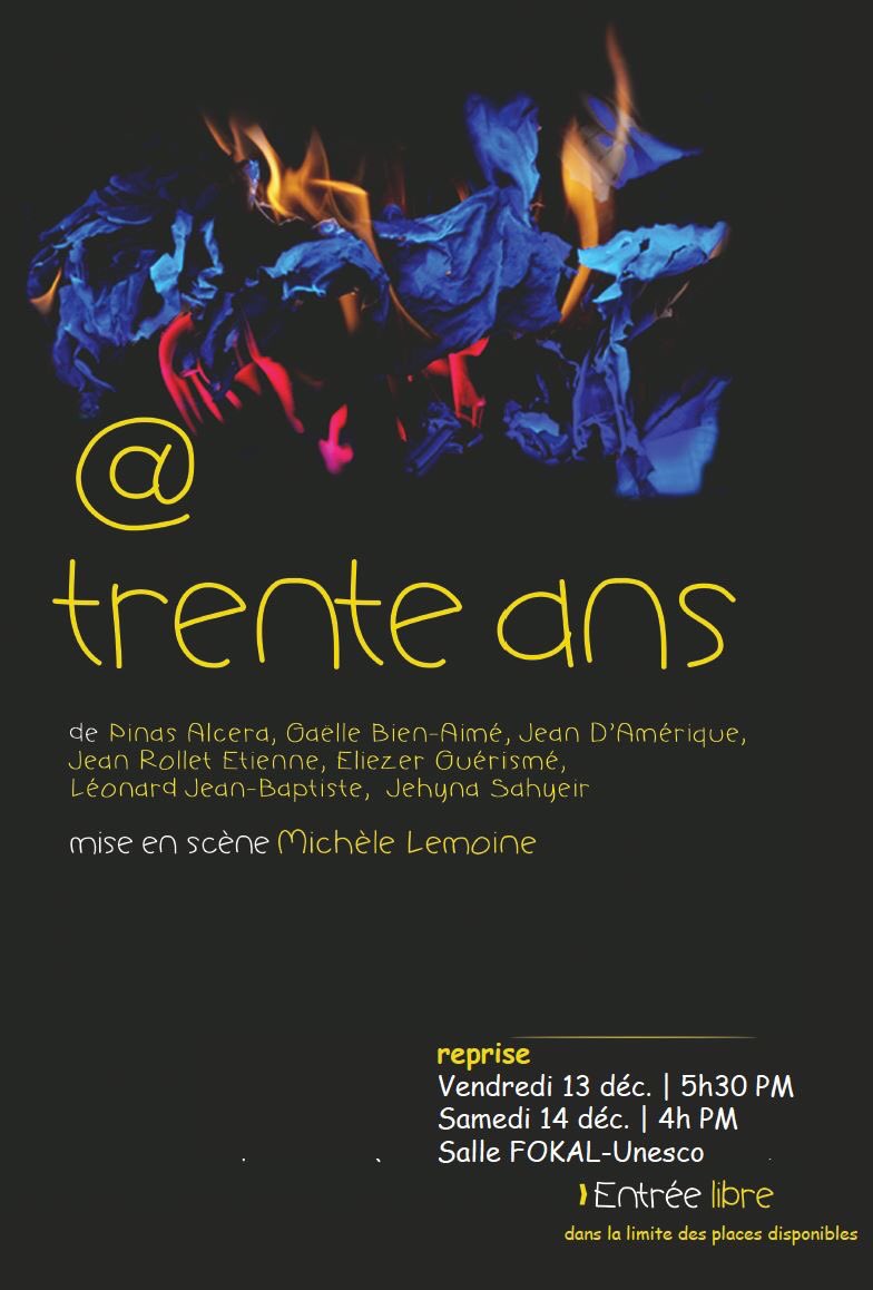 J’ai été invité par l’excellente metteure en scène @invitee4C2019 à écrire pour ce spectacle, créé à <a href="/Festi4chemins/">Festival Quatre Chemins</a>.
Ceux/celles qui y jouent c’est la crème artistique de ma génération en Haïti. Si vs êtes à Port-au-Pr, ne ratez pas la reprise de « @ Trente ans » à <a href="/FOKAL_Ayiti/">FOKAL</a>.