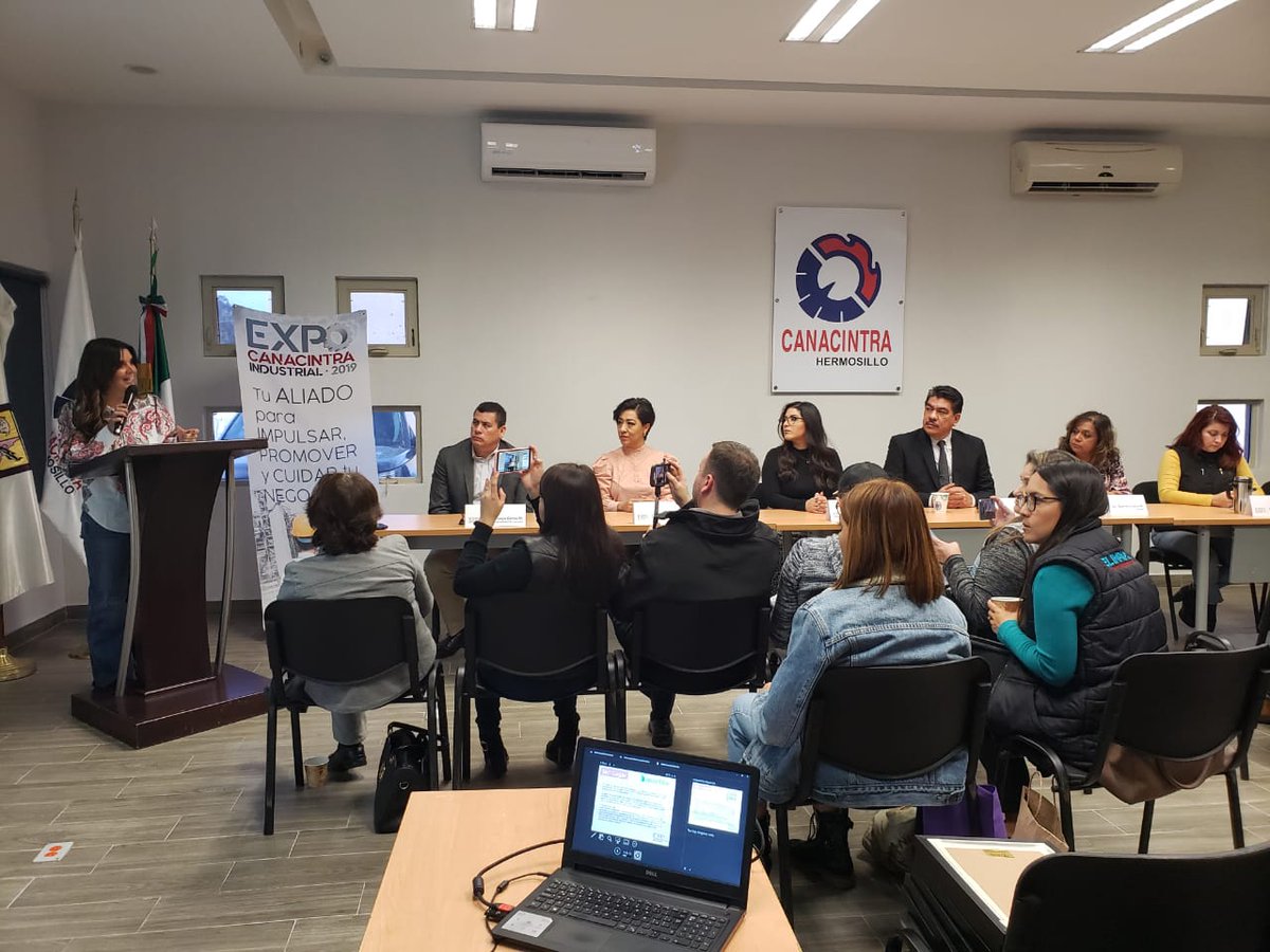 Rueda de Prensa para presentar resultados de Expo CANACINTRA Industrial 2019, entrega premio de innovación y premio a mejor stand.
#CANACINTRAHmo      facebook.com/canacintrahmo/…