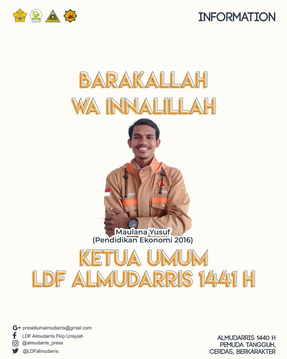 Barakallah.. Ketua umum ldf almudarris fkip unsyiah priode 2020/1441H