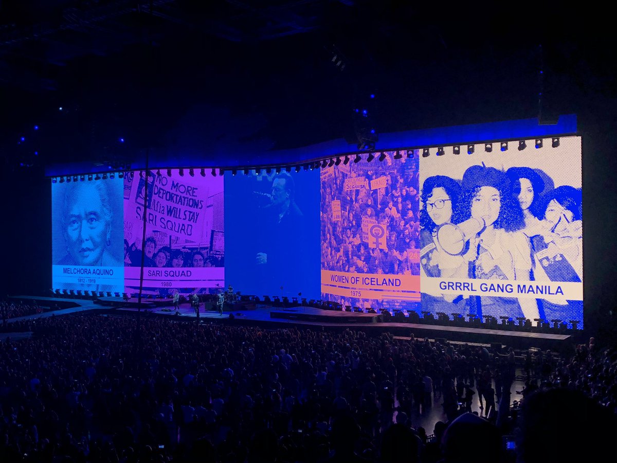 LiveSmart's tweet image. Bono pays tribute to the Filipina women of #HERstory — Melchora Aquino, GRRRL Gang Manila, Corazon Aquino, Pia Cayetano, Lidy Nacpil, Maria Ressa, and Lea Salonga 🙌🏻 #SmartU2TourPH #SmartMusicLive #LIVEYOURANTHEM