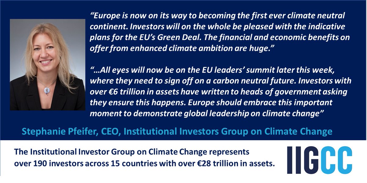 IIGCCnews's tweet photo. The European Commission has published proposed detail for the #GreenDeal (https://t.co/kfWgkVEzh9). IIGCC, representing investors with over €28 Trillion in assets, welcomes the ambition set out in proposals. #COP25 #ClimateAction. See full comment here: https://t.co/CT747DSA5v. https://t.co/jmjeqiCu4c