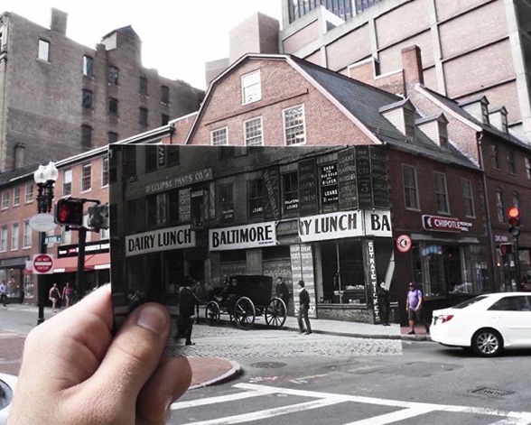 UMass student Peter Perry takes photos around Boston covering up part of the image with a historical pic of that place. What a great idea!
bit.ly/2PcAAzX